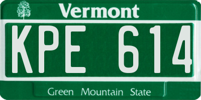 VT license plate KPE614