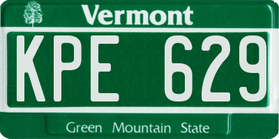VT license plate KPE629