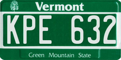 VT license plate KPE632