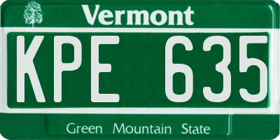 VT license plate KPE635