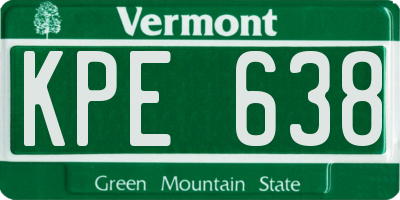 VT license plate KPE638