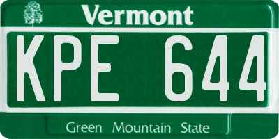 VT license plate KPE644