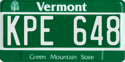VT license plate KPE648