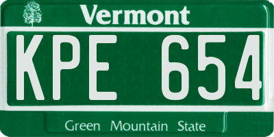 VT license plate KPE654