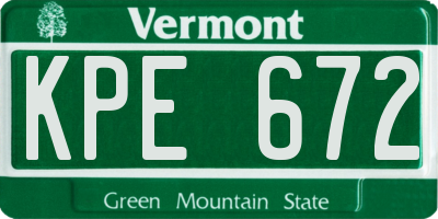 VT license plate KPE672