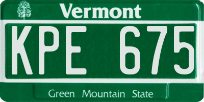 VT license plate KPE675