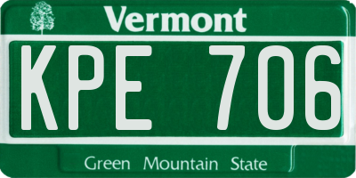VT license plate KPE706