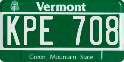 VT license plate KPE708