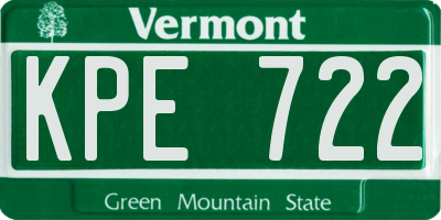VT license plate KPE722