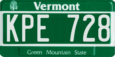 VT license plate KPE728