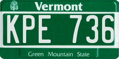VT license plate KPE736