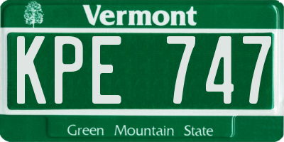 VT license plate KPE747