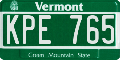 VT license plate KPE765