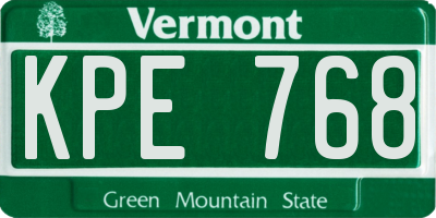 VT license plate KPE768