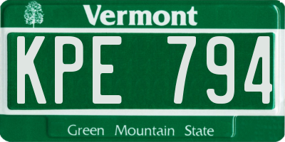 VT license plate KPE794