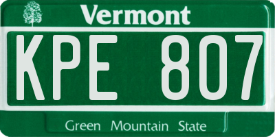 VT license plate KPE807