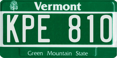 VT license plate KPE810