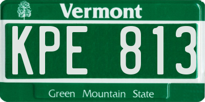 VT license plate KPE813