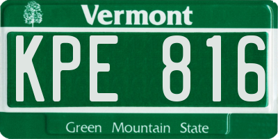 VT license plate KPE816
