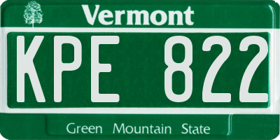 VT license plate KPE822