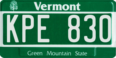VT license plate KPE830