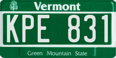 VT license plate KPE831