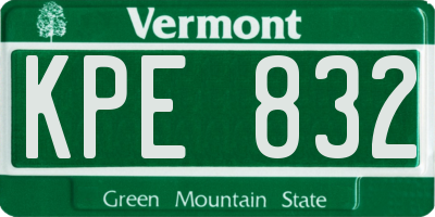 VT license plate KPE832
