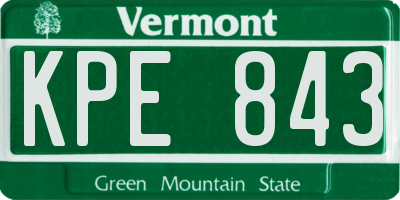 VT license plate KPE843