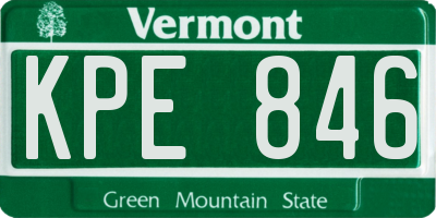 VT license plate KPE846