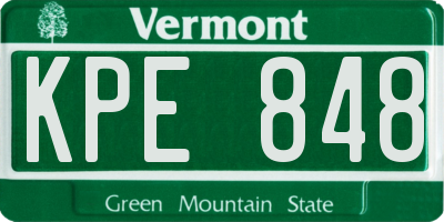 VT license plate KPE848