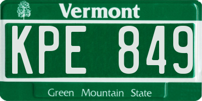 VT license plate KPE849