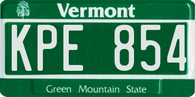 VT license plate KPE854