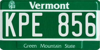 VT license plate KPE856