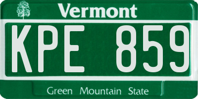 VT license plate KPE859