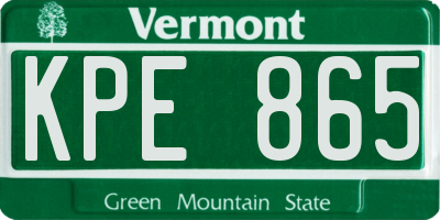 VT license plate KPE865