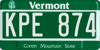 VT license plate KPE874