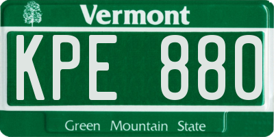VT license plate KPE880