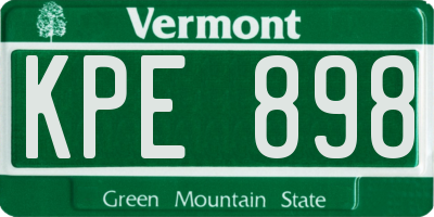 VT license plate KPE898