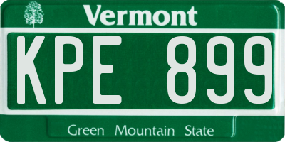 VT license plate KPE899