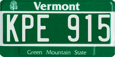 VT license plate KPE915