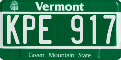 VT license plate KPE917