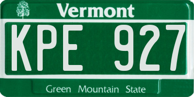 VT license plate KPE927
