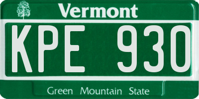 VT license plate KPE930