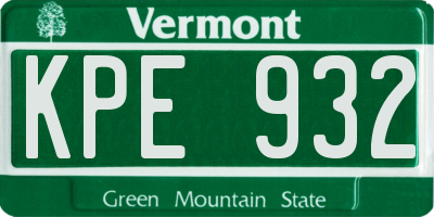 VT license plate KPE932