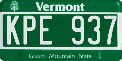 VT license plate KPE937