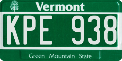 VT license plate KPE938