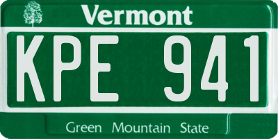 VT license plate KPE941