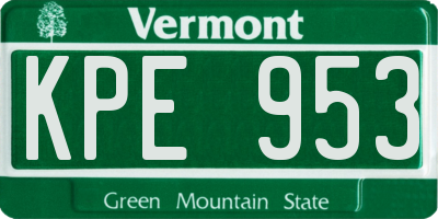 VT license plate KPE953