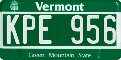 VT license plate KPE956