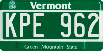 VT license plate KPE962